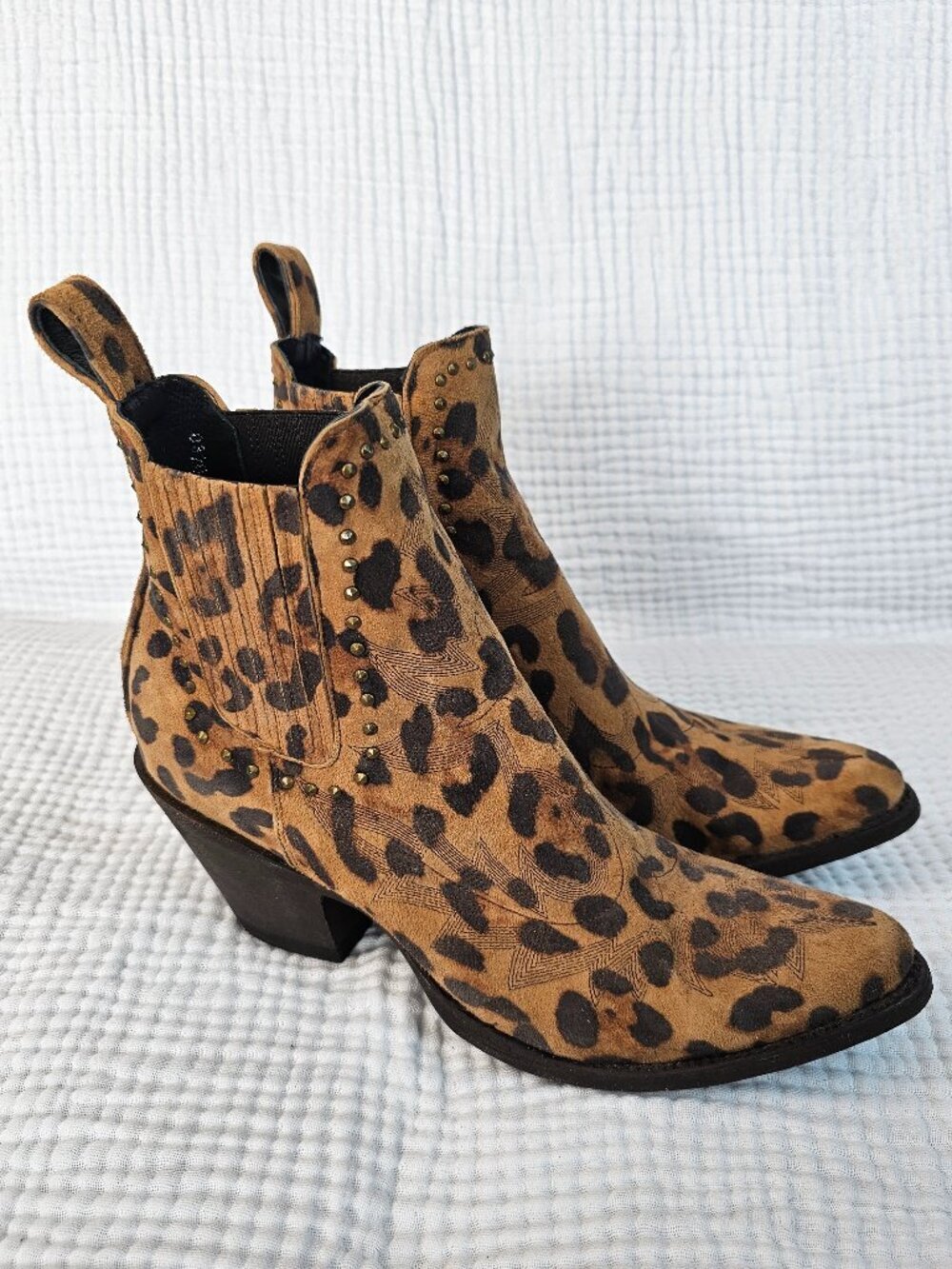 Old Gringo FOR CAVENDERS Leopard Print Suede Heeled Ankle Boots - Brown & Black
